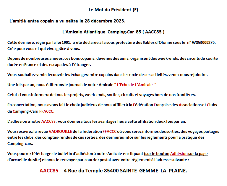 Le mot du Président